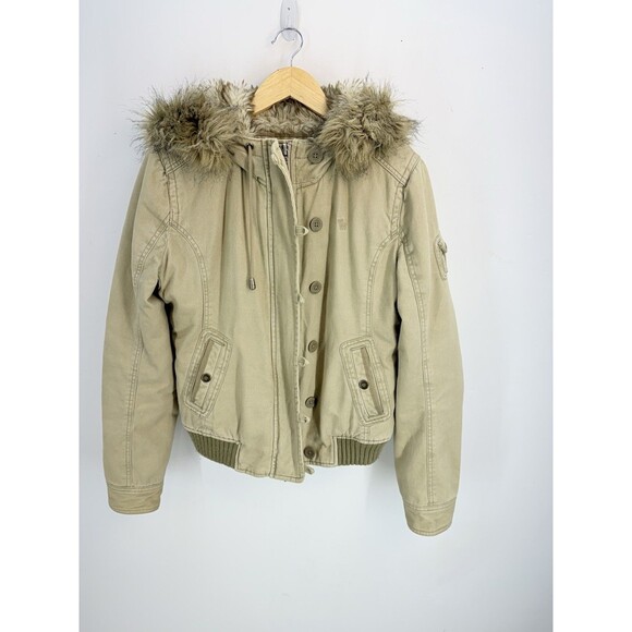 Abercrombie & Fitch Jackets & Blazers - Vintage Y2K Abercrombie & Fitch Faux Fur Hooded Bomber Jacket Women’s Size L